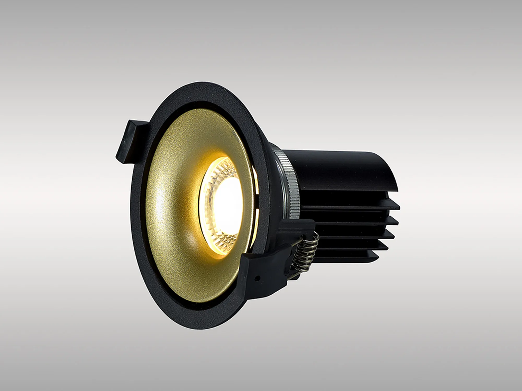Bolor 12 Tridonic Powered 12W 3000K 1200lm 24° CRI>90 LED Engine Black/Gold Fixed Recessed Spotlight, IP20 DM202148  Dlux Bolor 12